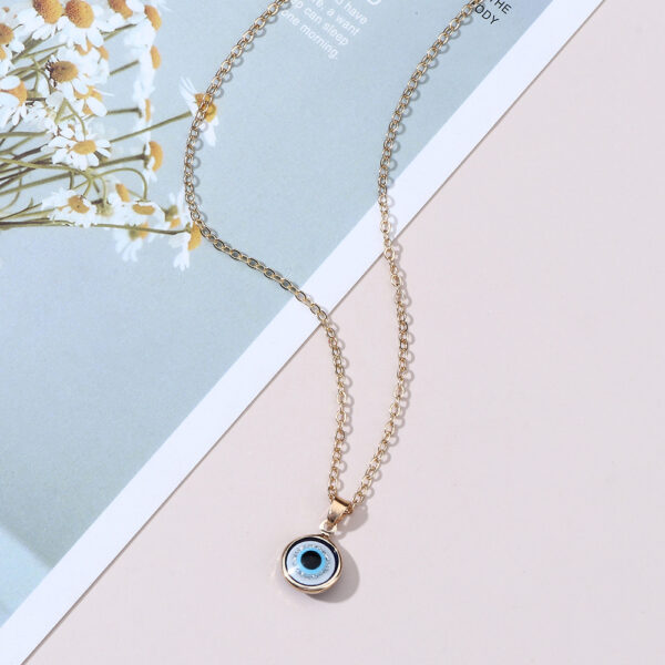 Pinapes Blue Turkish Evil Eye Pendant Chain Necklace for Women