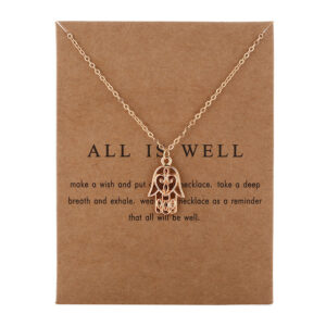 Pinapes All Is Well Charm Pendant Necklace with Wish Card for Women and Girls