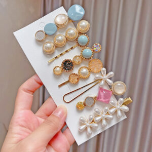 Pinapes 8 Piece Korean Style Pearl Barrettes Women's Set Hairpin Korean Style Hair Clip for Women And Girls