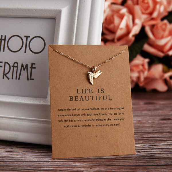 Pinapes Life Is Beautiful Charm Pendant Necklace with Wish Card for Women and Girls