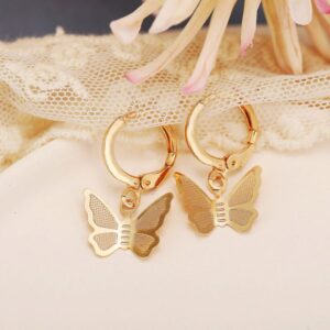 Pinapes Clip On Earrings for Women Elegant Butterfly Gold Plated Clip-on Earrings for Women and Girls