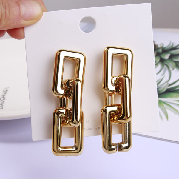 Pinapes Latest Fashion Gold Plated Geometric Shape Design Hoop Dangler Earrings for Women and Girls