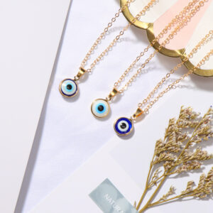 Pinapes Blue Turkish Evil Eye Pendant Chain Necklace for Women