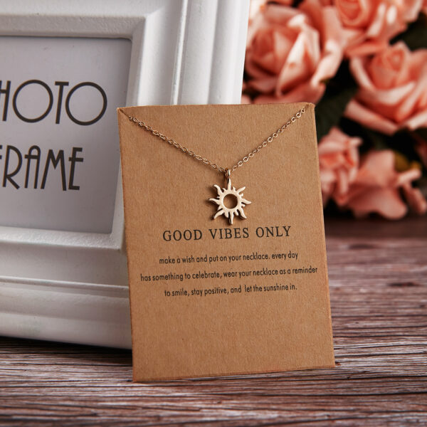 Pinapes Good Vibes Only Charm Pendant Necklace with Wish Card for Women and Girls