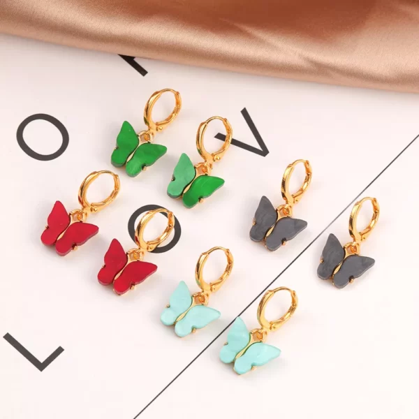 Pinapes Clip On Earrings for Women Elegant Butterfly Gold Plated Clip-on Earrings for Women and Girls Set of 4