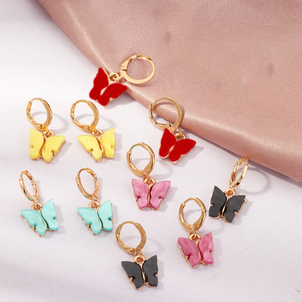 Pinapes Clip On Earrings for Women Elegant Butterfly Gold Plated Clip-on Earrings for Women and Girls Set of 5