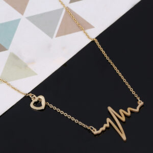 Pinapes Design Fancy Stylish Heartbeat Stainless Steel Necklace Pendant Chain for Women & Girls