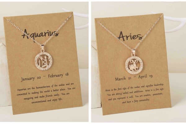 Pinapes Zodiac Combo Aquarius And Aries Constellation Pendant, Elegant Chain Necklaces Letter Horoscope Necklace
