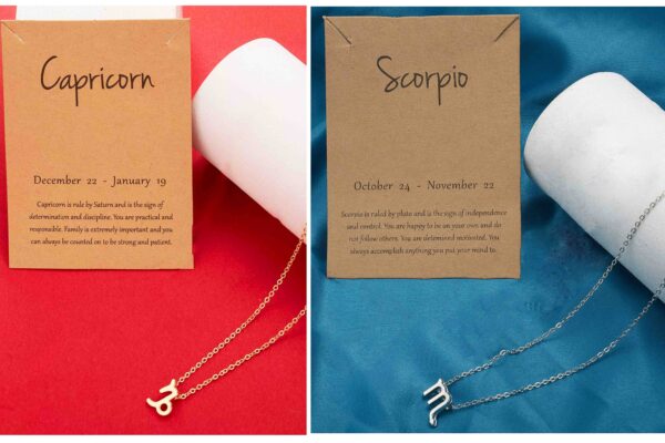 Pinapes Capricorn Scorpio Pendant Zodiac Pendant Necklace Set Alloy