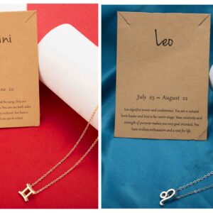Pinapes Gemini And Leo Combo Set Of Star Sign Pendant Gold Silver With Card