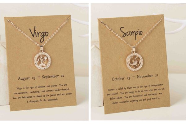 Pinapes Astrology Sign Star Gold Plated Circle Stylish Virgo And Scorpio Horoscope