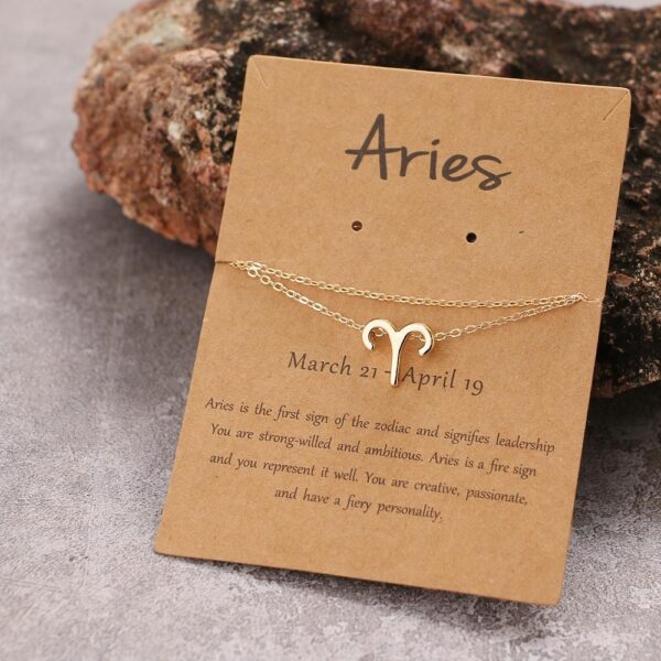 Pinapes Astrological Sign Pendant and Text Necklace Zodiac Jewelry
