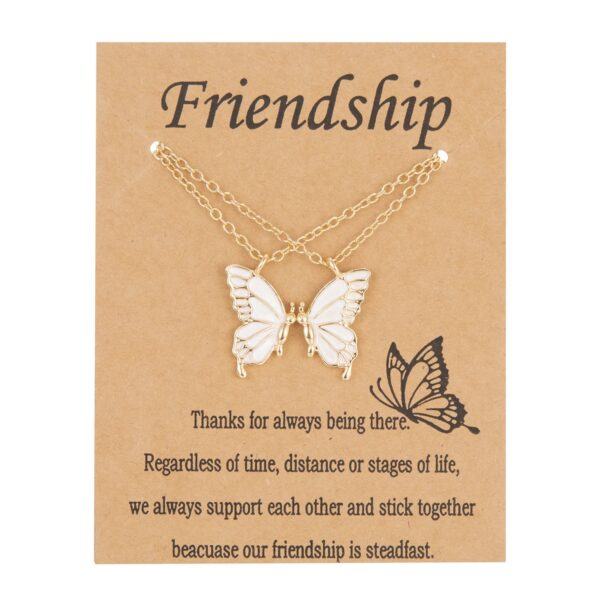 Pinapes Alloy Fashion Butterflies White Wing Friendship Necklace Daily Life Set of 2