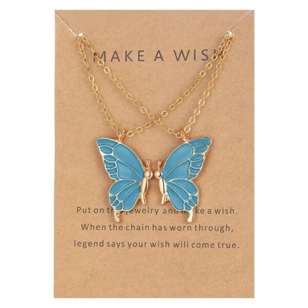 Pinapes Alloy Fashion Butterflies Blue Wing Friendship Necklace Daily Life Set of 2