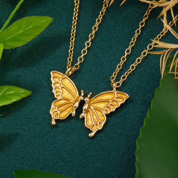 Pinapes Alloy Fashion Butterflies Yellow Wing Friendship Necklace Daily Life Set of 2