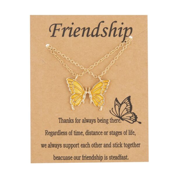 Pinapes Alloy Fashion Butterflies Yellow Wing Friendship Necklace Daily Life Set of 2