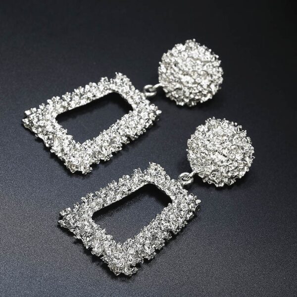 Pinapes Rectangle Geometric Metallic Earrings Indiana Boho Dangle Modern Earrings