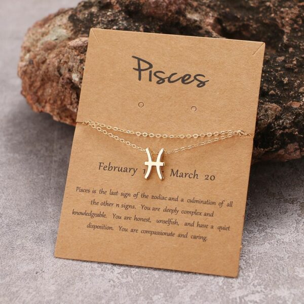 Pinapes Astrological Sign Pendant and Text Necklace Zodiac Jewelry