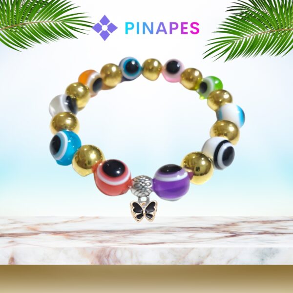 Pinapes Stunning Beaded Bracelet with Butterfly Dangles