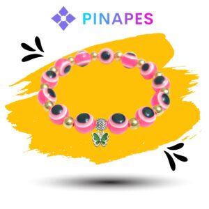 Pinapes artisanal beaded bracelet with tiny butterfly charms, "Nature's Beauty"