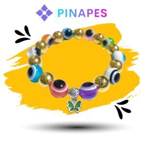 Pinapes artisanal beaded bracelet with tiny butterfly charms, "Nature's Beauty"