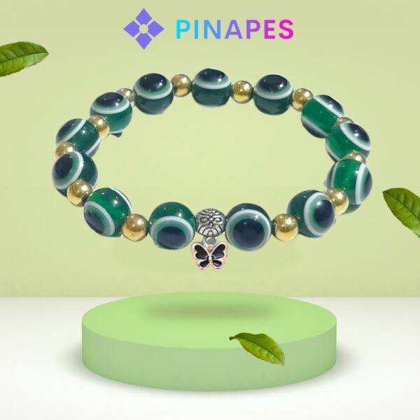 Pinapes Stunning Beaded Bracelet with Butterfly Pendent